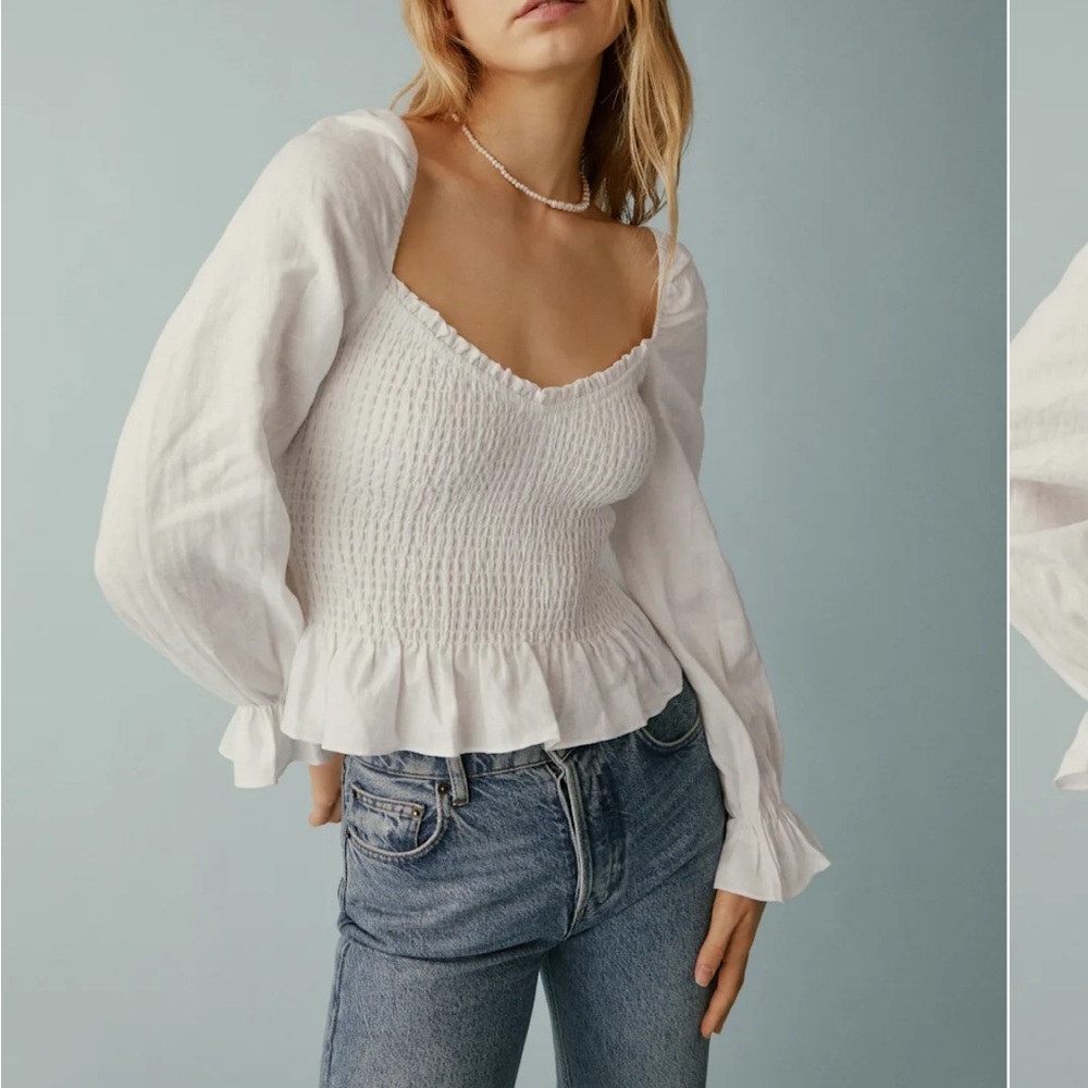 NWT Reformation Cambria linen top